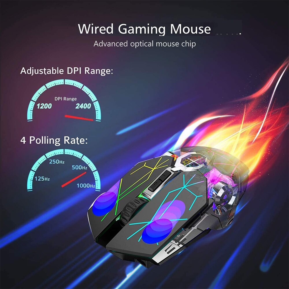 Wireless Gaming Mouse Rechargeable RGB Lights Adjustable DPI Quiet Click Auto Sleep Ergonomic for Gaming Or Working