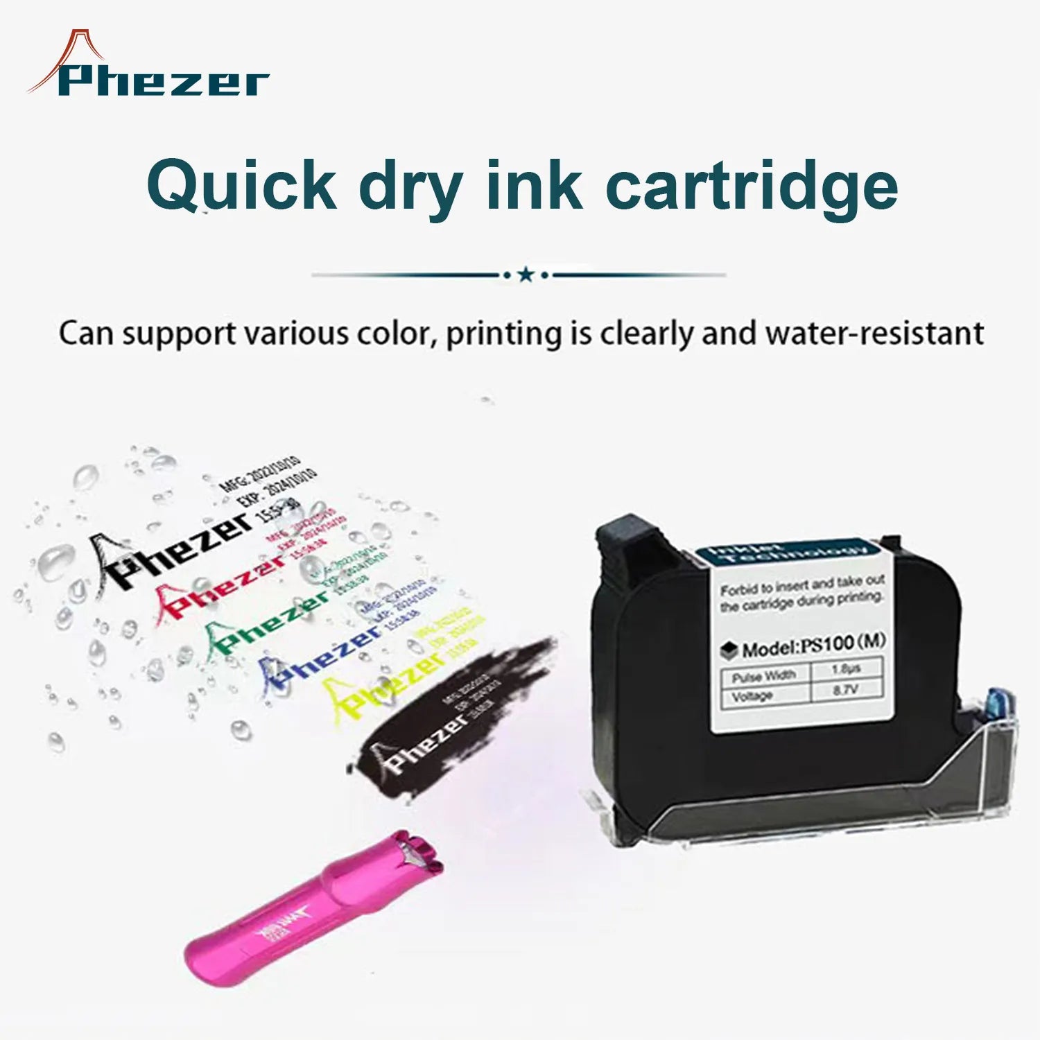 Phezer 30 Languages 12.7/25.4mm PC11Plus Mini Portable Printer QR Bar Code Date Logo Expiry Date Handheld Inkjet Printer Label