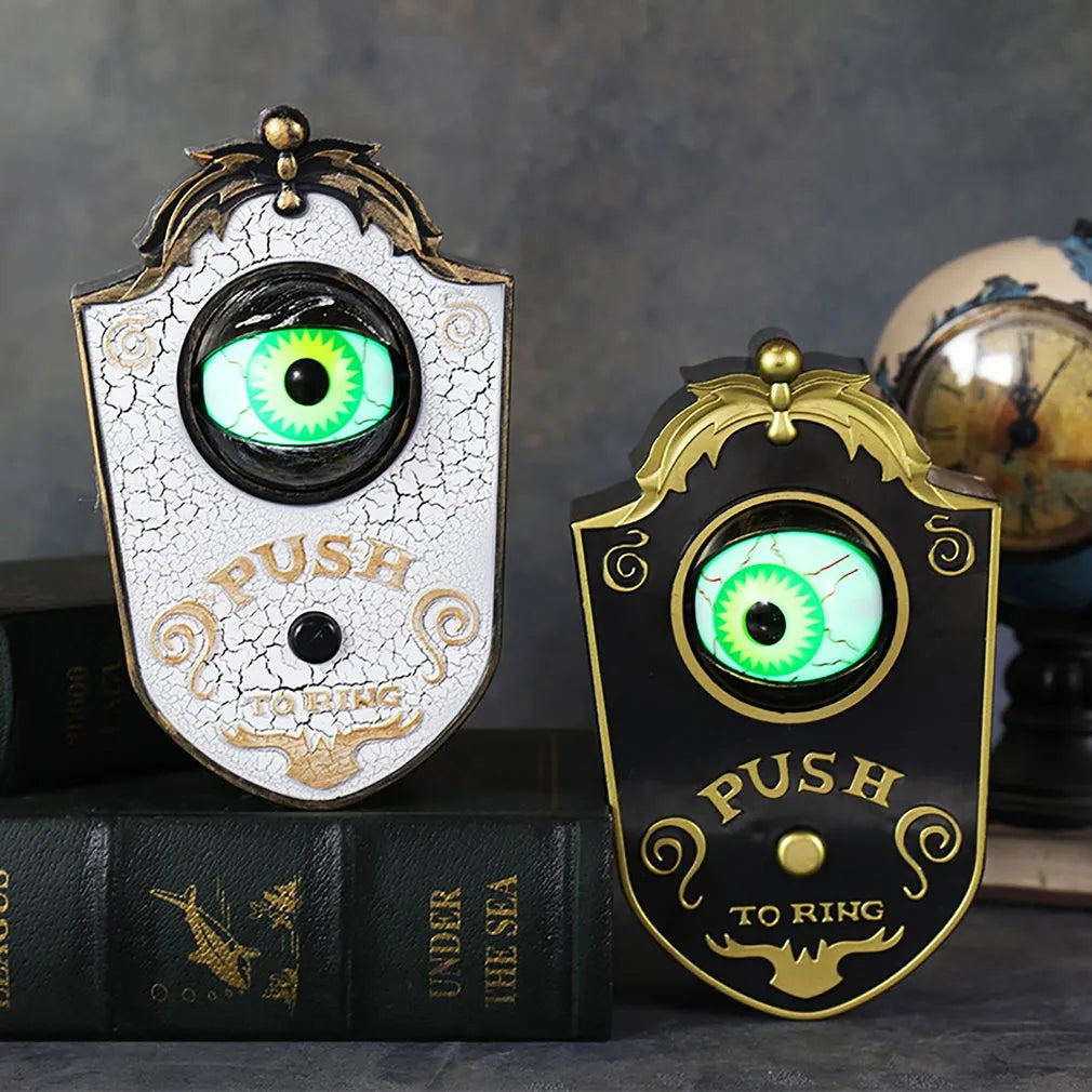 Hot Halloween One Eye Doorbell Haunted Decoration Horror Props Glowing Hanging Piece Door Hanging Doorbell Eyeball Doorbell