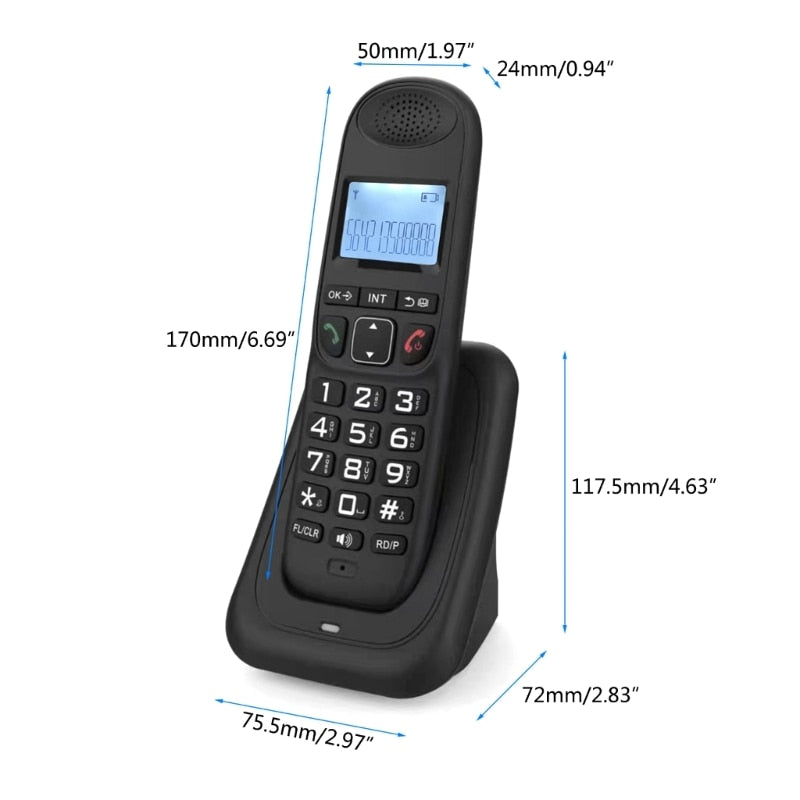 63HD D1003 Desk Phone with Caller Display Wireless Landline Desktop Telephone for Hotels, Offices and Homes Multi Languages