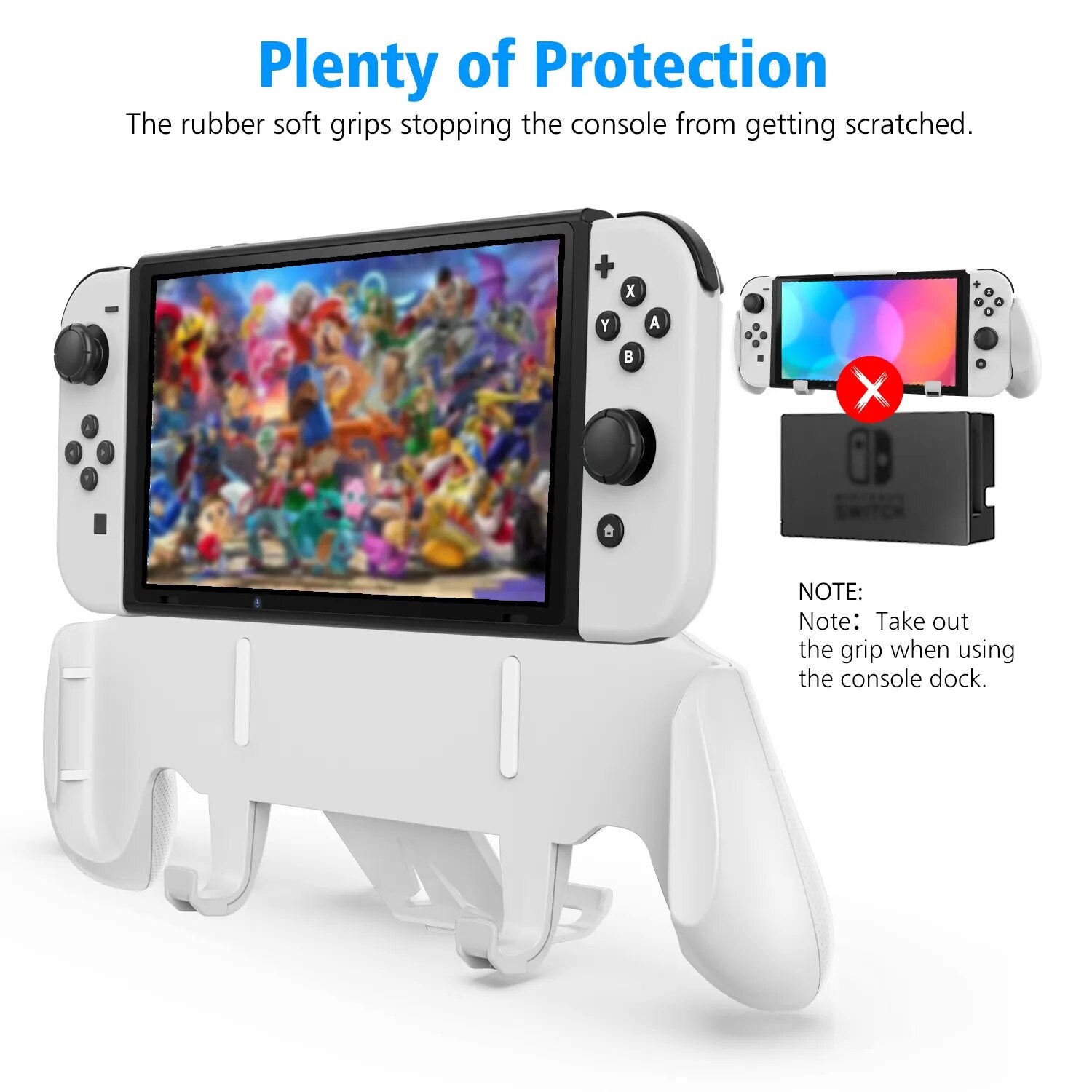 OIVO for Switch/Switch OLED Grip Holder Adjustable Stand Handle Asymmetrical Controller Holder 5 Card Slots for Nintendo Switch