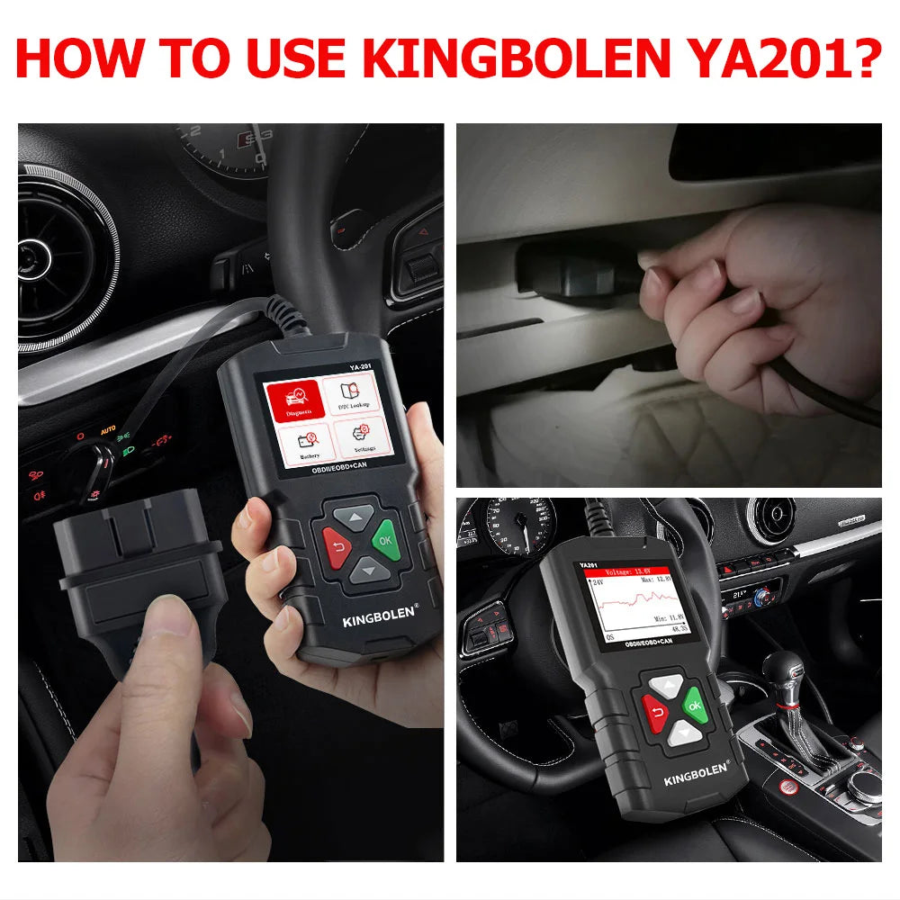 KINGBOLEN YA201 OBDII EOBD Car Code Reader Auto Diagnostic Tool OBD2 Scanner for Car Engine CAN Scan DTC Lookup Lifetime Free