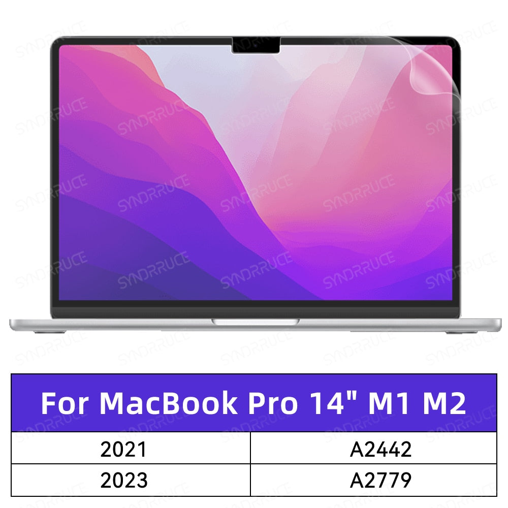 Screen Protector for MacBook All Models Air 13 M1 M2 Pro 13 14 15 16 Touch Bar Max Cover HD Film Soft Guard Accessories