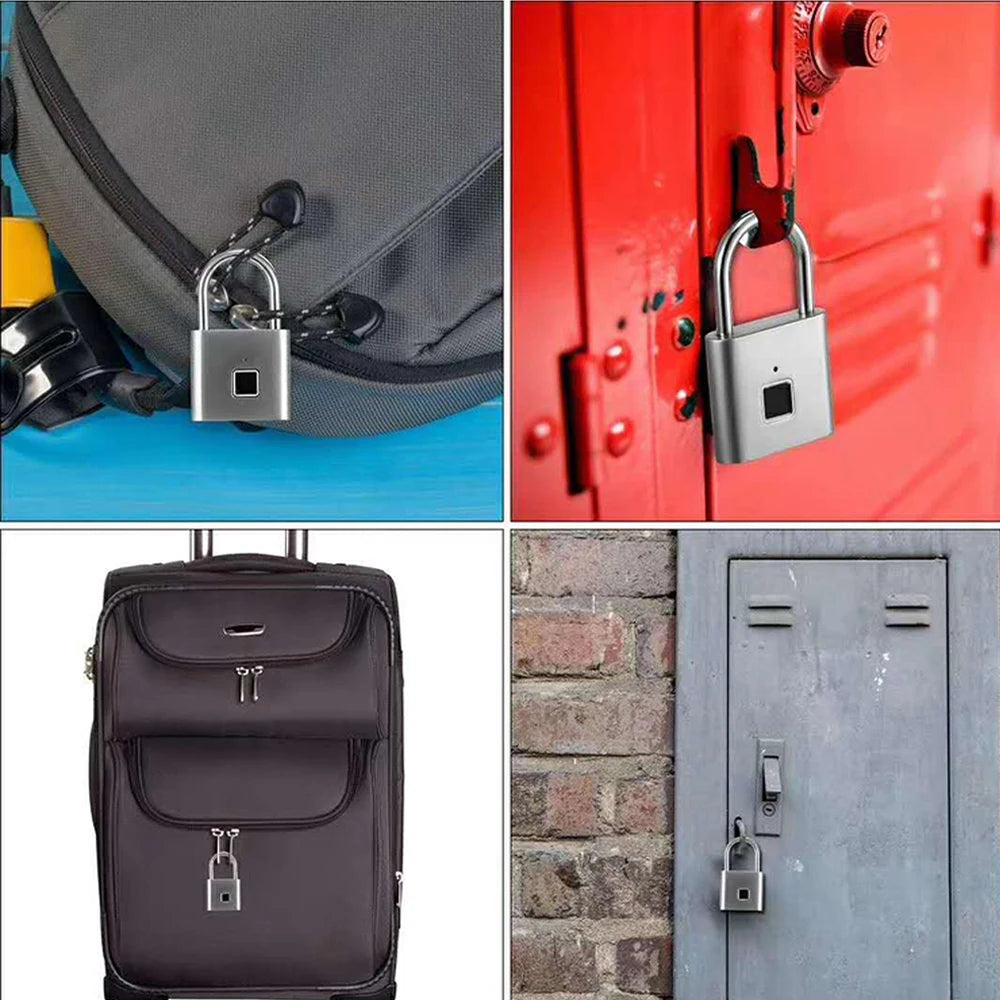 NEW Electronic Padlock Luggage Fingerprint Lock USB Rechargeable Smart Keyless Security Home Dormitory Door Lock Cabinet Locker
