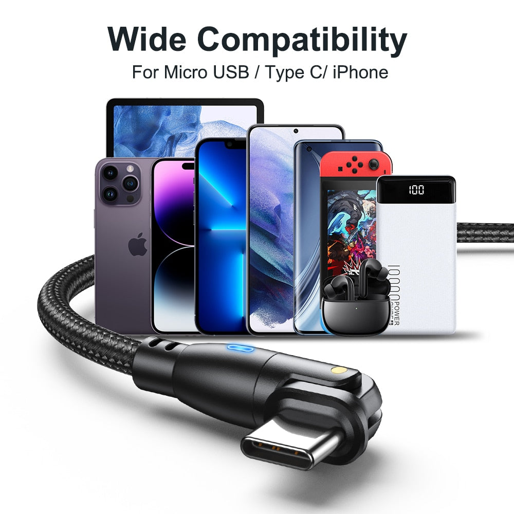 AUFU USB Type C Cable For Realme Huawei P30 3A Fast Charging Data Cord For Samsung Oneplus Poco F3 IPhone Charger Micro USB Wire