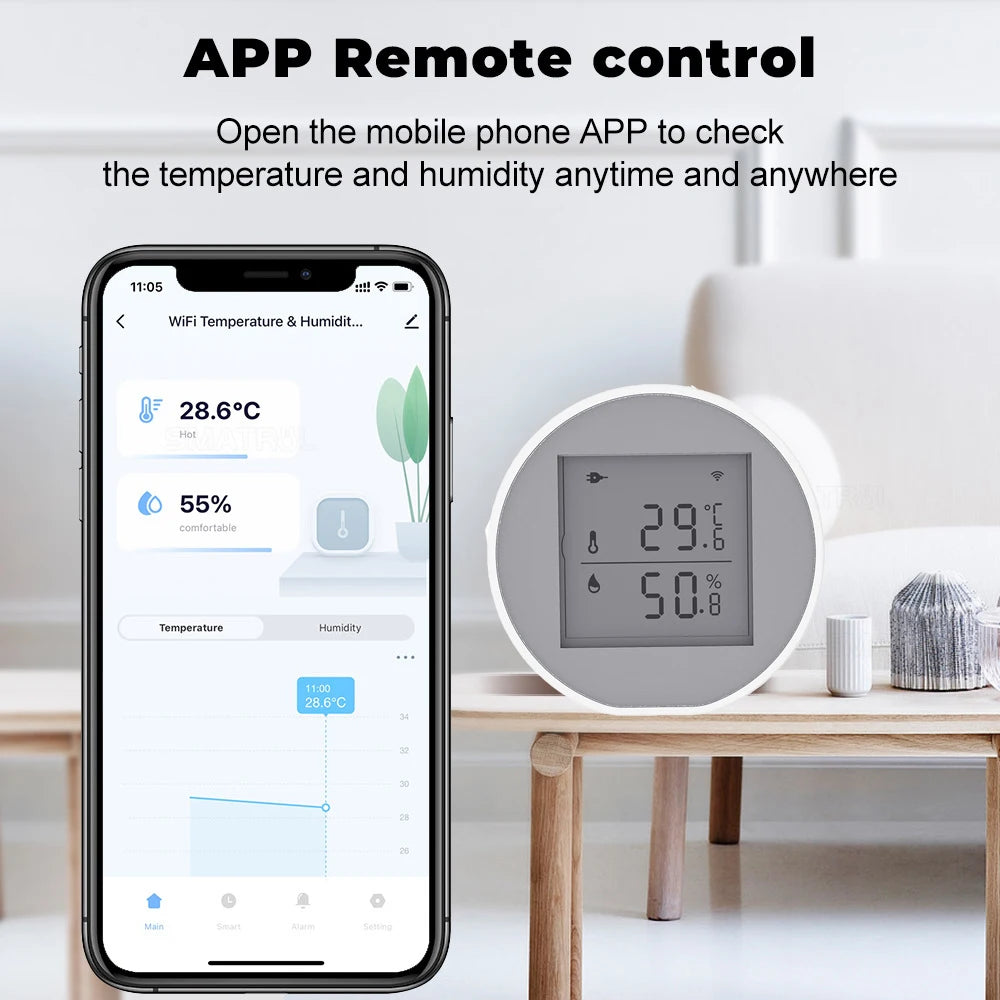 Tuya WiFi ZigBee Smart Temperature and Humidity Sensor With LCD Screen And Temperature alarm Works With Alexa Google Home