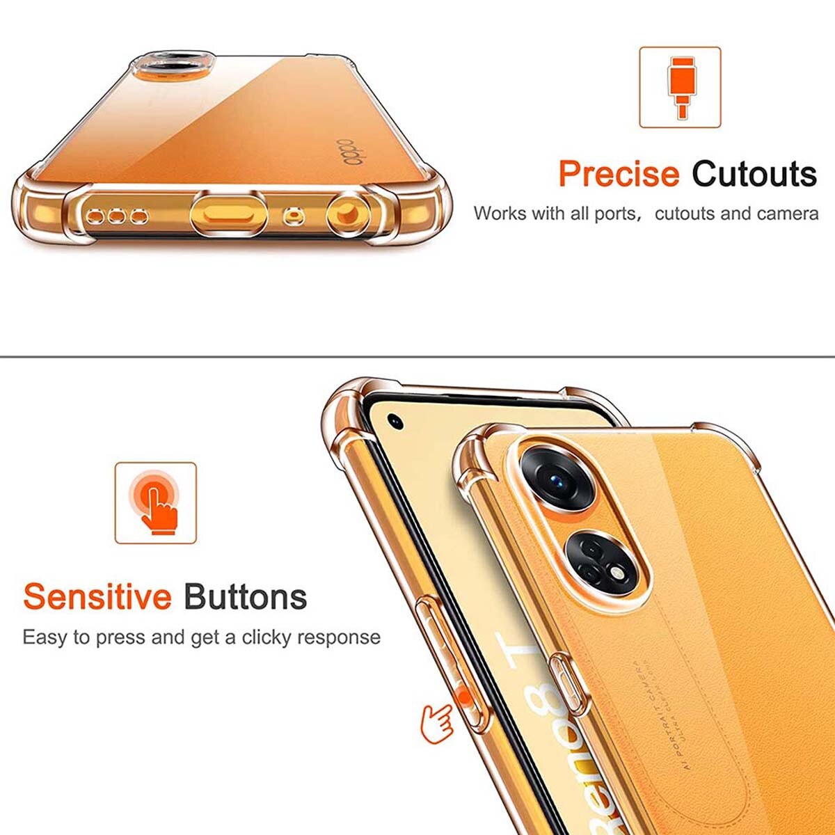 For OPPO A98 5G Case Oppo A96 4G A94 5G A78 5G A76 4G Case Crystal Clear TPU Shockproof Cover Oppo A57 4G A57s A57e A77 A77s