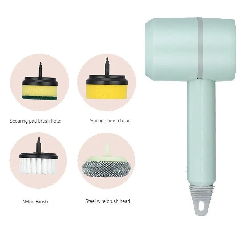 4 In 1 Electric Cleaning Brush Multi-Functional Cleaning Cloth Brush Household Automatic Handheld USB Charging Kitchen Bathroom