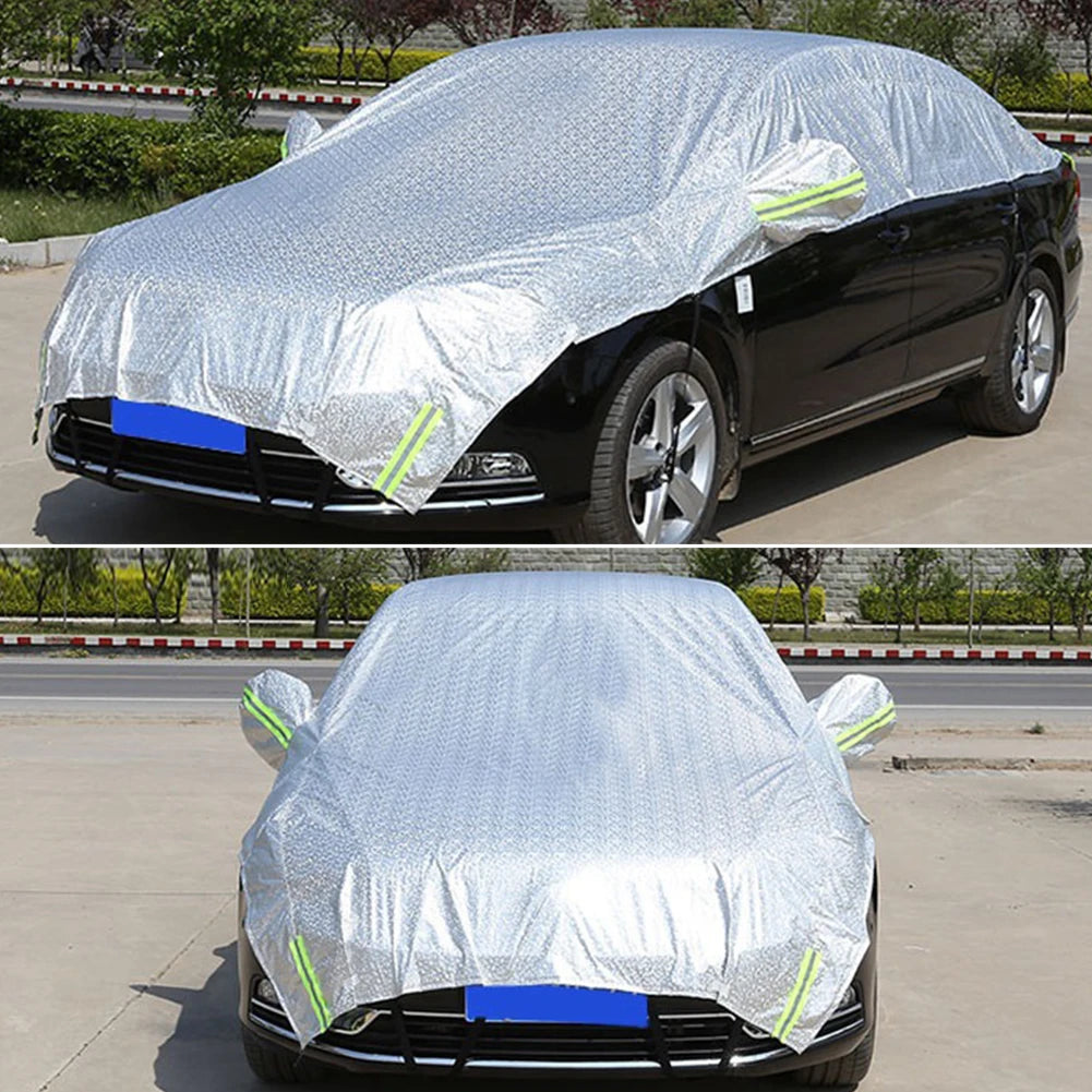 Half Car Cover Waterproof Outdoor Cover Oxford Sun Rain UV Protection Weather Proof Car Cover Universal for Hatchback SUV Sedan