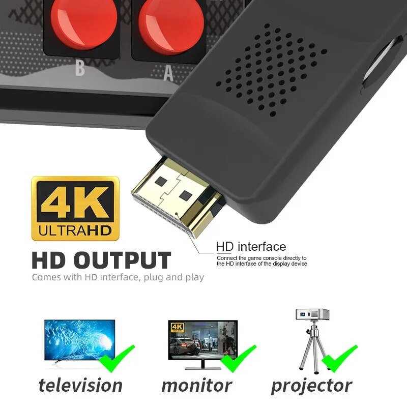 DATA FROG USB Wireless Handheld TV Video Game Console Build In 1800 NES 8 Bit HDMI-compatible Retro Game Console Dual Gamepad