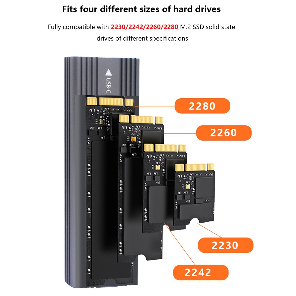 TISHRIC M2 SSD Case M.2 NVMe SATA Protocol SSD Enclosure Adapter 10Gbps USB 3.1 Gen2 USB C External Case Supports M and B&M Keys