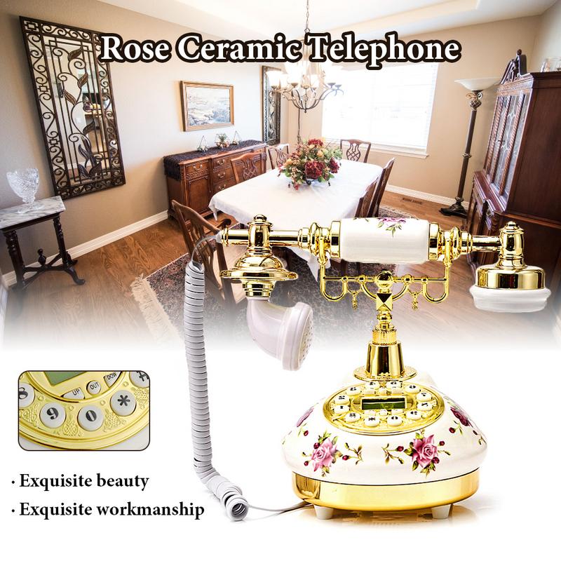 Retro Innovative High Ceramic European Telephone American Style Telephone Landline End Rose Desktop Phone For Home Office Hotel