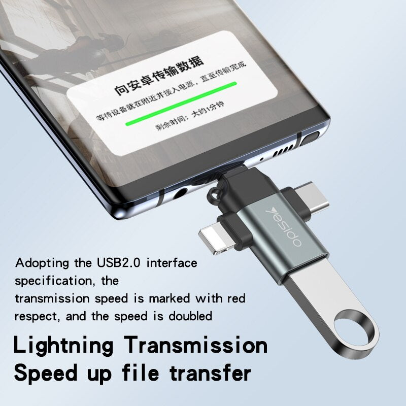 3-in-1 OTG Adapter  Lighting Type-C Micro to USBFor  Huawei  IPhone  Data Transmit Converters For Tablet Hard Disk Drive Phone