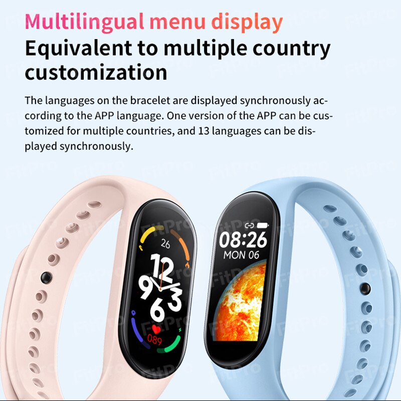 Smart Watch Band7 2023 New Sports Digial Smart Fitness Bracelet Clock Dynamic Color Display Screen Heart Rate For Android Xiaomi