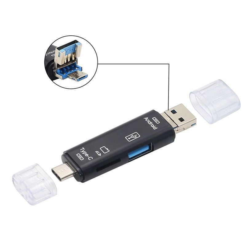 Elough 6 in 1 USB 3.0 Card Reader SD TF Card USB Flash Drive OTG Adapter for PC Type c Micro Mobiles Phone USB Type C Converter