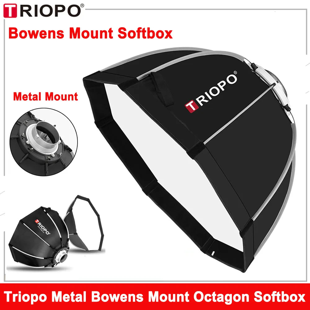 Triopo Softbox K2 55cm 65cm 90cm 120cm Bowens Mount Portable Octagon Softbox+Honeycomb Grid Outdoor Soft Box for Godox LED Light