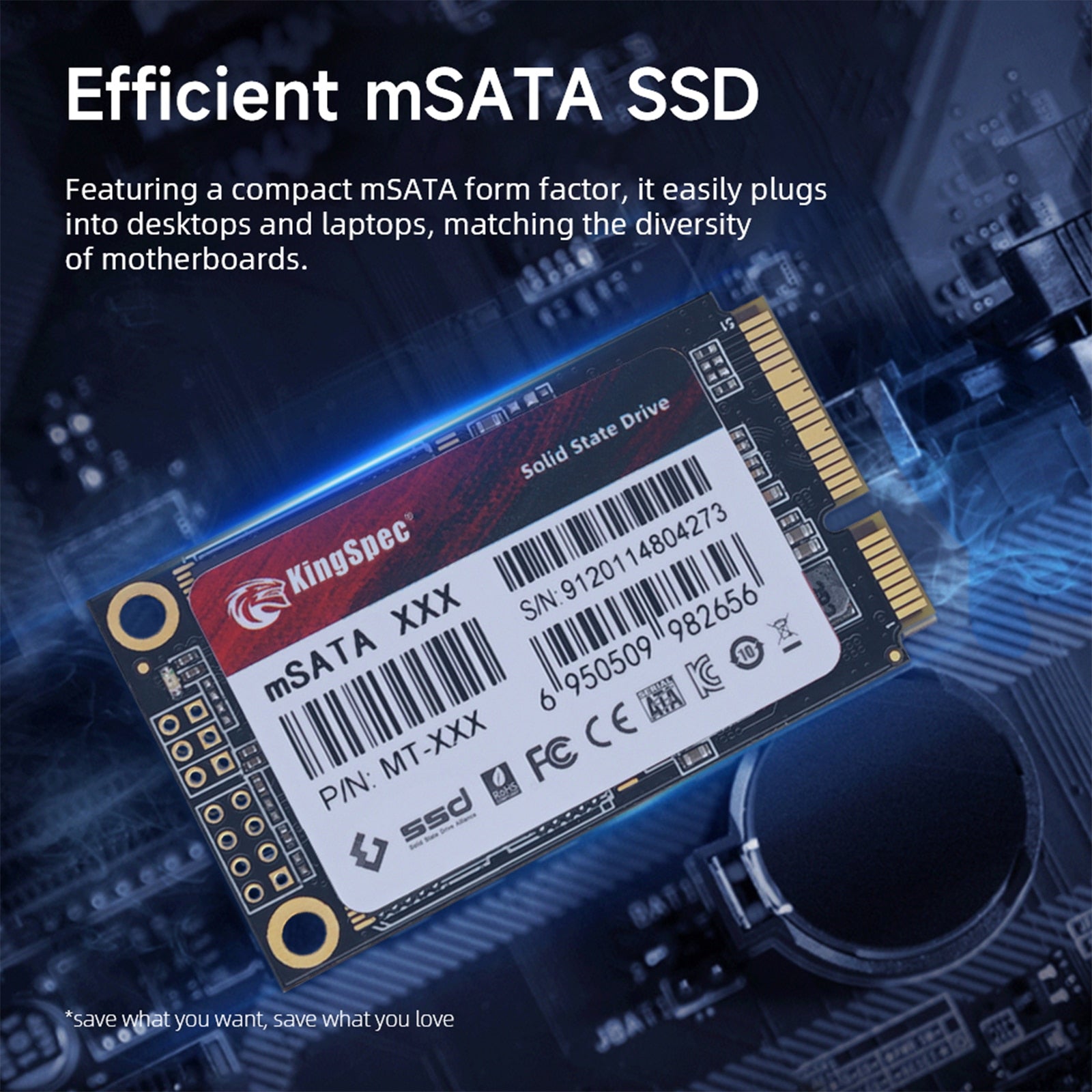 KingSpec mSATA SSD 128gb 256gb 512GB mSATA SSD 1TB 2TB HDD For Desktop 3x5cm Internal Solid State Hard Drive for Hp Laptop
