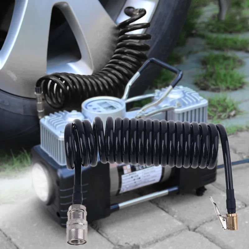 3/5/7/10/15m Recoil Flexible Air Hose Compressor Fitting Tire Inflatable Tube with Quick Air Chuck & fast connect female