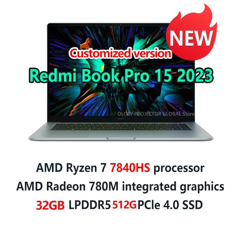 Original Xiaomi RedmiBook Laptop Pro15 2023 Ryzen R7-7840HS AMD Radeon 780M 32G RAM 512G/1T SSD 15.6" 3.2K 120Hz IPS Mi Notebook