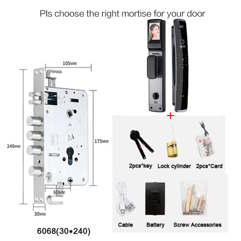 Fully Automatic WIFI APP 3D Face Recognition Smart Lock Fingerprint Biometric Card Key Digital Lock Home Smart Lock