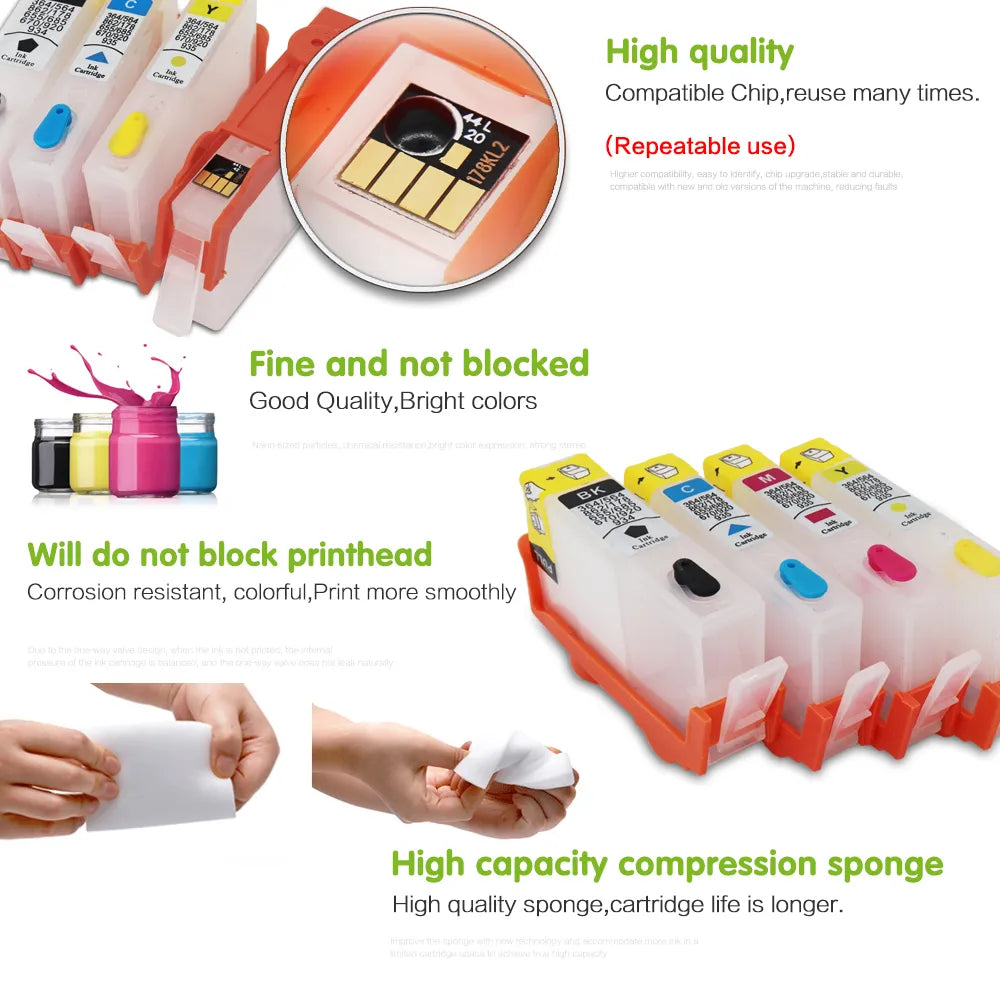 4 Colors HP655 Refillable Ink Cartridges for HP Deskjet Ink Advantag 3525 4615 4625 5525 Printer Ink Cartridge with ARC Chips