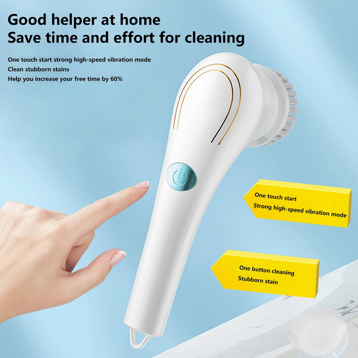 Electric Cleaning Brush Spin Scrubber with 3/5 Brush Heads Reusable IPX7 Waterproof 360° Rotating Household Cleaning Tools