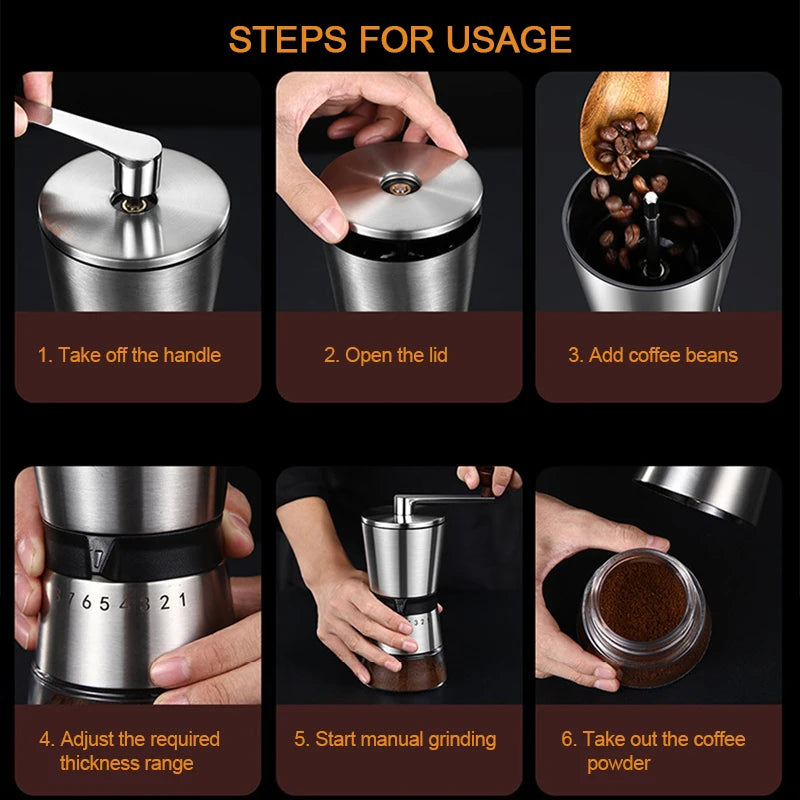 High Quality Manual Coffee Grinder Ceramic Grinding Core 6/8 Adjustable Settings Portable Coffee Grinders Coffee machine