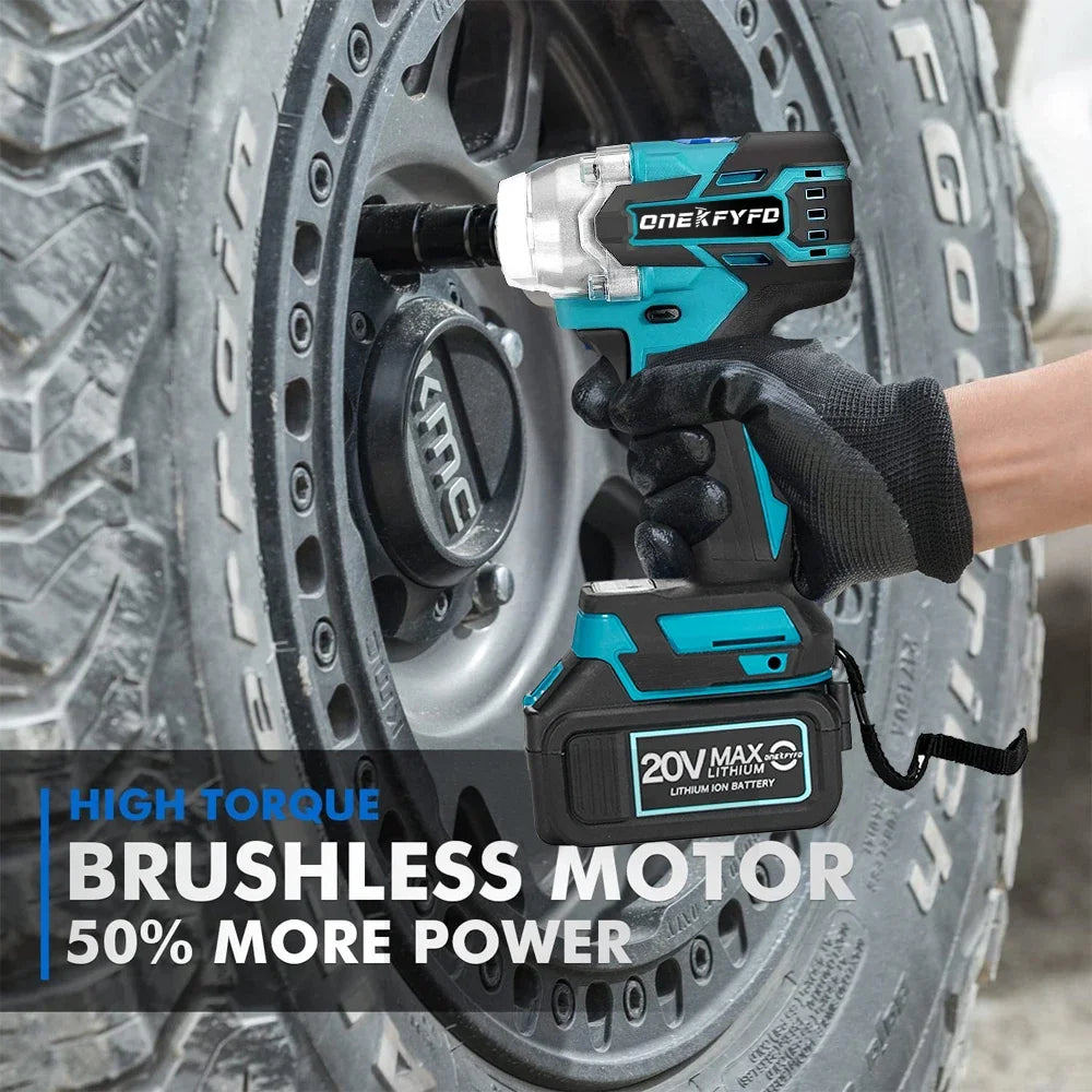 ONEKFYFD Brushless Set Cordless Electric Wrench + Angle Grinder Polishing Grinding +172 Electric Drill for Makita 18V Battery