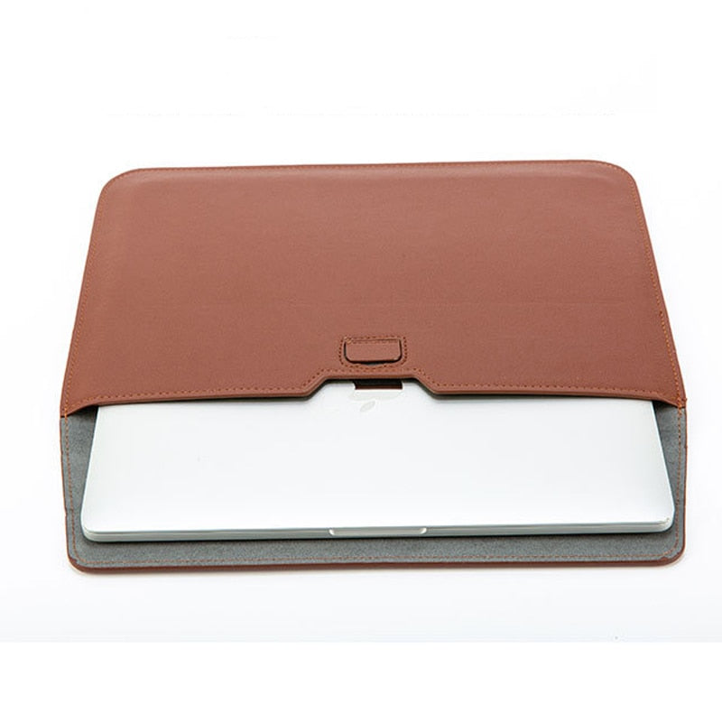 Pu Leather Laptop Sleeve For Macbook Air 13 Case Pro Retina 11 15 Notebook Stand Cover For Huawei Shell Laptop Bag Unisex