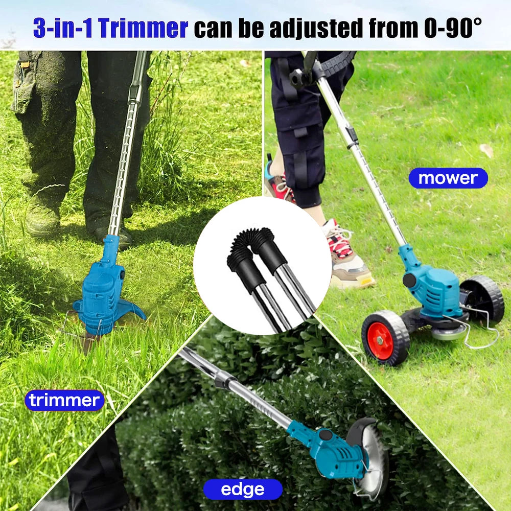 Electric Lawn Mower 21V Cordless Grass Trimmer Length Adjustable Cutter Household Garden Tools for Makita 18V (No Battery)