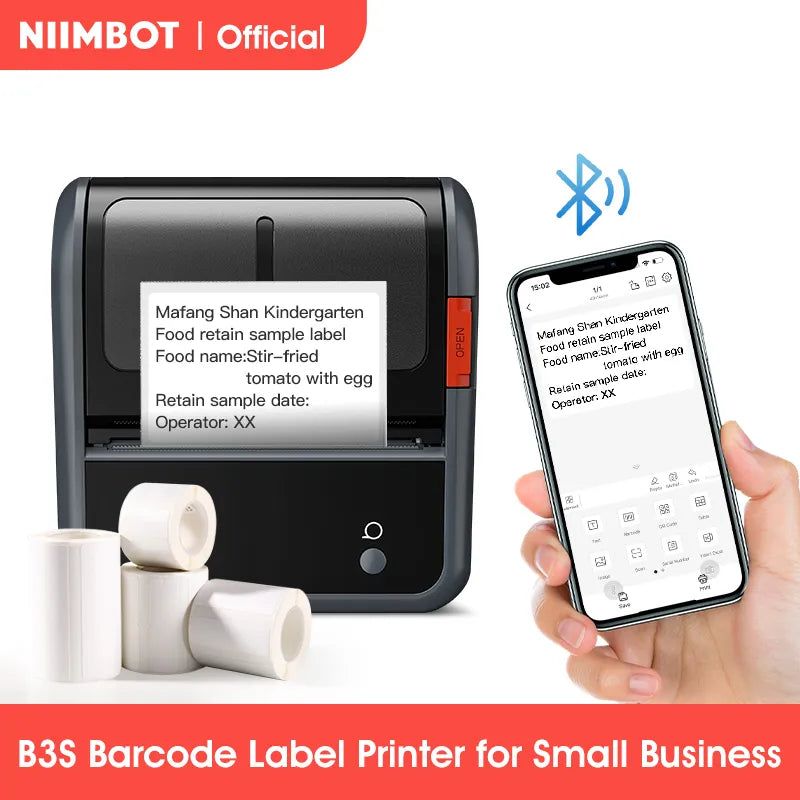 NIIMBOT B3S Barcode Thermal Label Printer Wireless Sticker Maker Pocket Label Maker for Clothing Jewelry Mailing Commercial