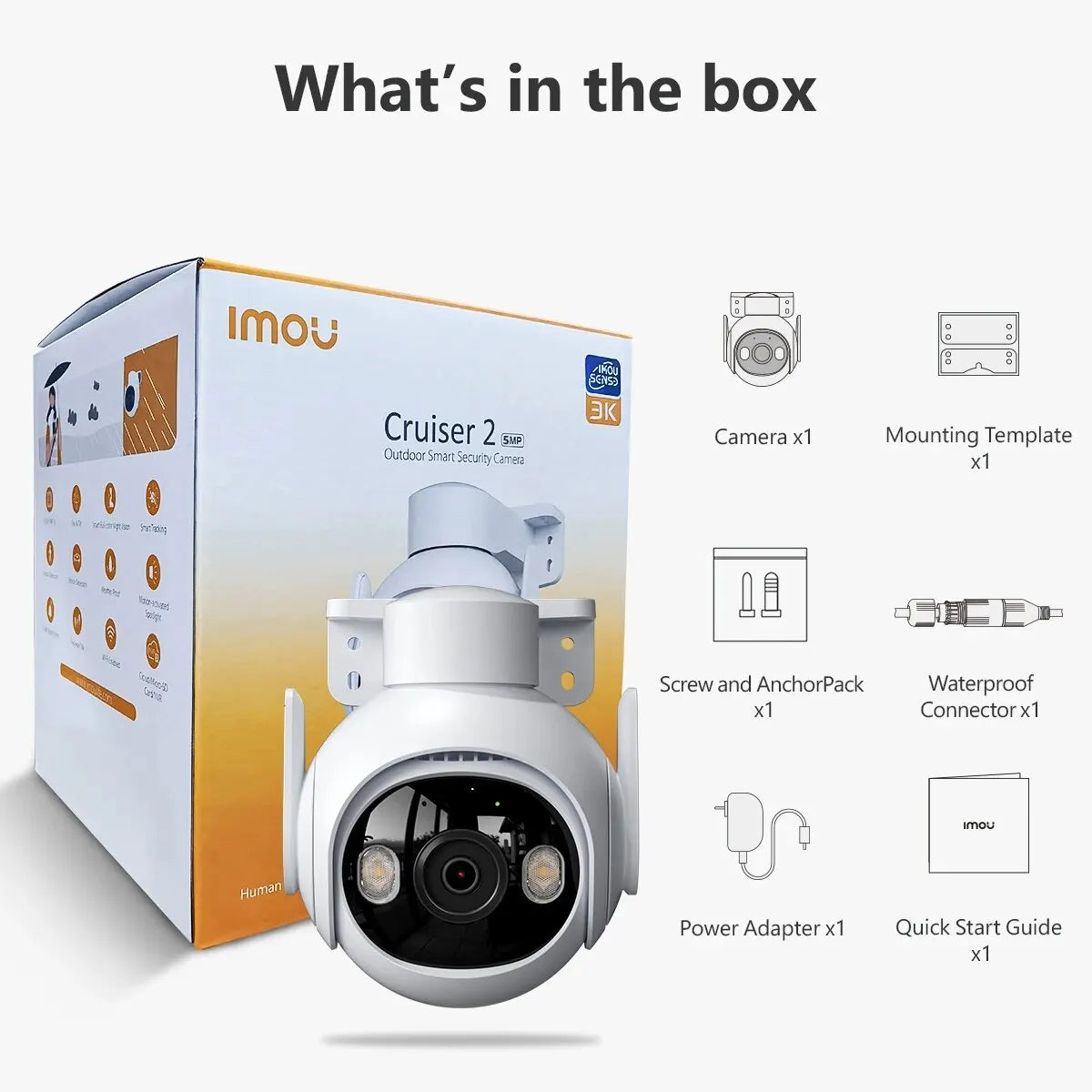 IMOU Cruiser 2 5MP Wi-Fi IP66 Outdoor Security Camera AI Smart Tracking Human Vehicle Detection Two Way Talk Night Vision