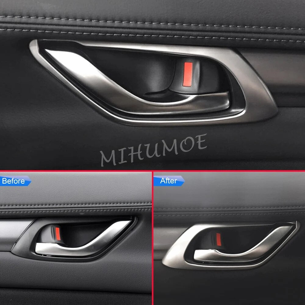 Matte Chrome Car Interior Door Handle Surrounds Trim For Mazda CX-5 KF 2017 2018 2019 2020 2021 2022 2023