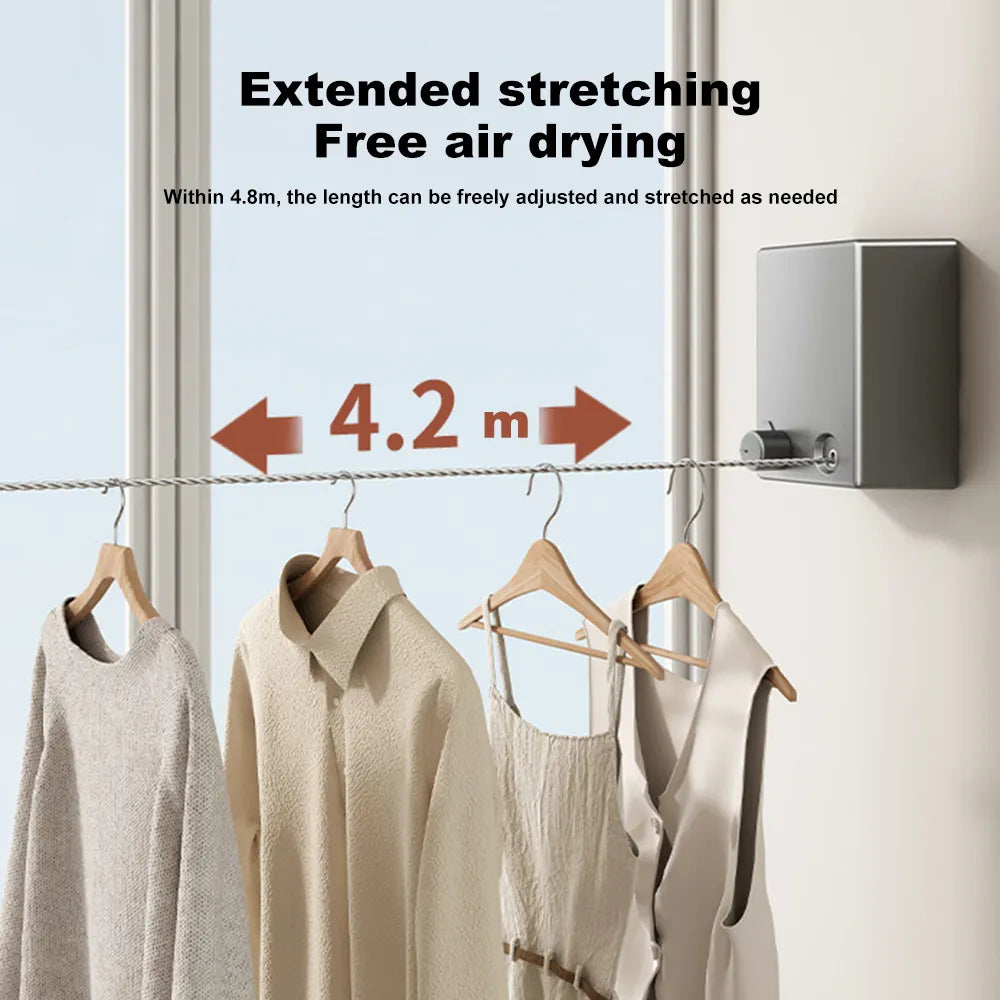 Stainless Steel Retractable Clothesline,Portable Heavy Duty Indoor and Outdoor Washing Line,Clothes Dryer with Adjustable Rope
