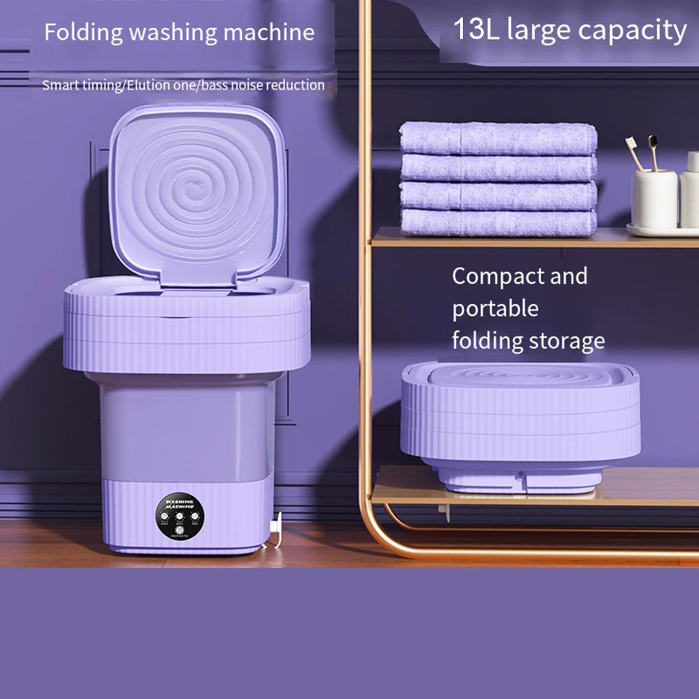 Blue light 13L Portable Washing Machine Underwear with Dryer Bucket Socks Clothes Washer Camping Folding Mini Washing Machine