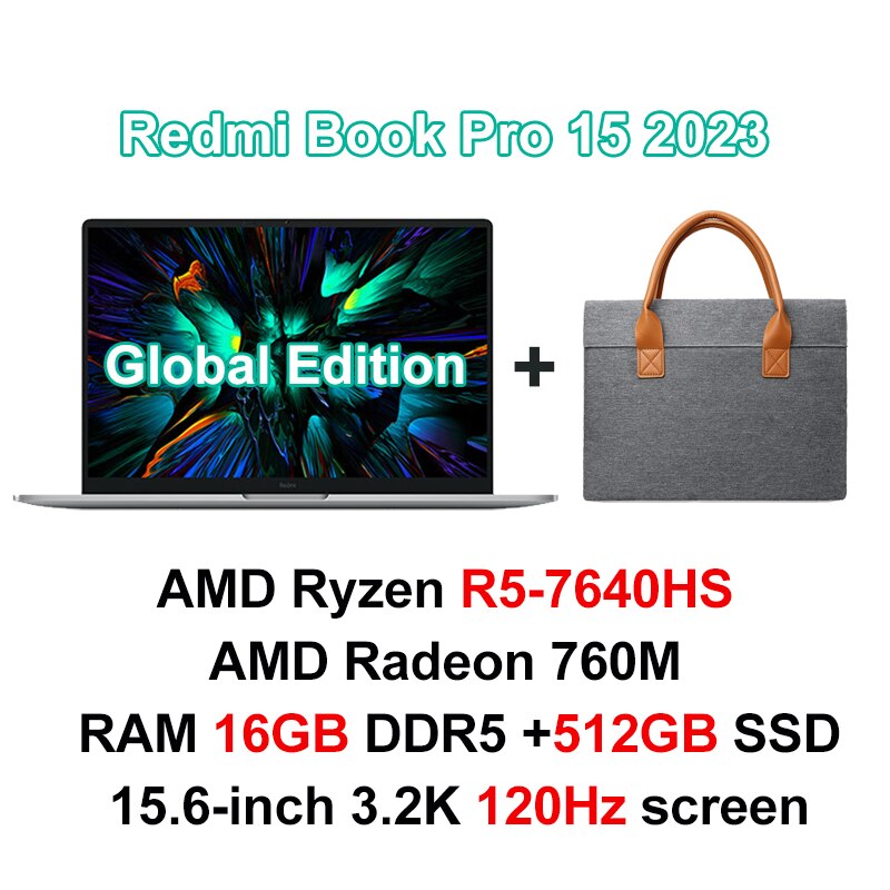 2023 Xiaomi Laptop Redmi Book Pro 15  Ryzen R5-7640HS/R7-7840HS AMD 780M/760M 16G RAM 512G/1T 15.6Inch 3.2K 120Hz  Mi Notebook