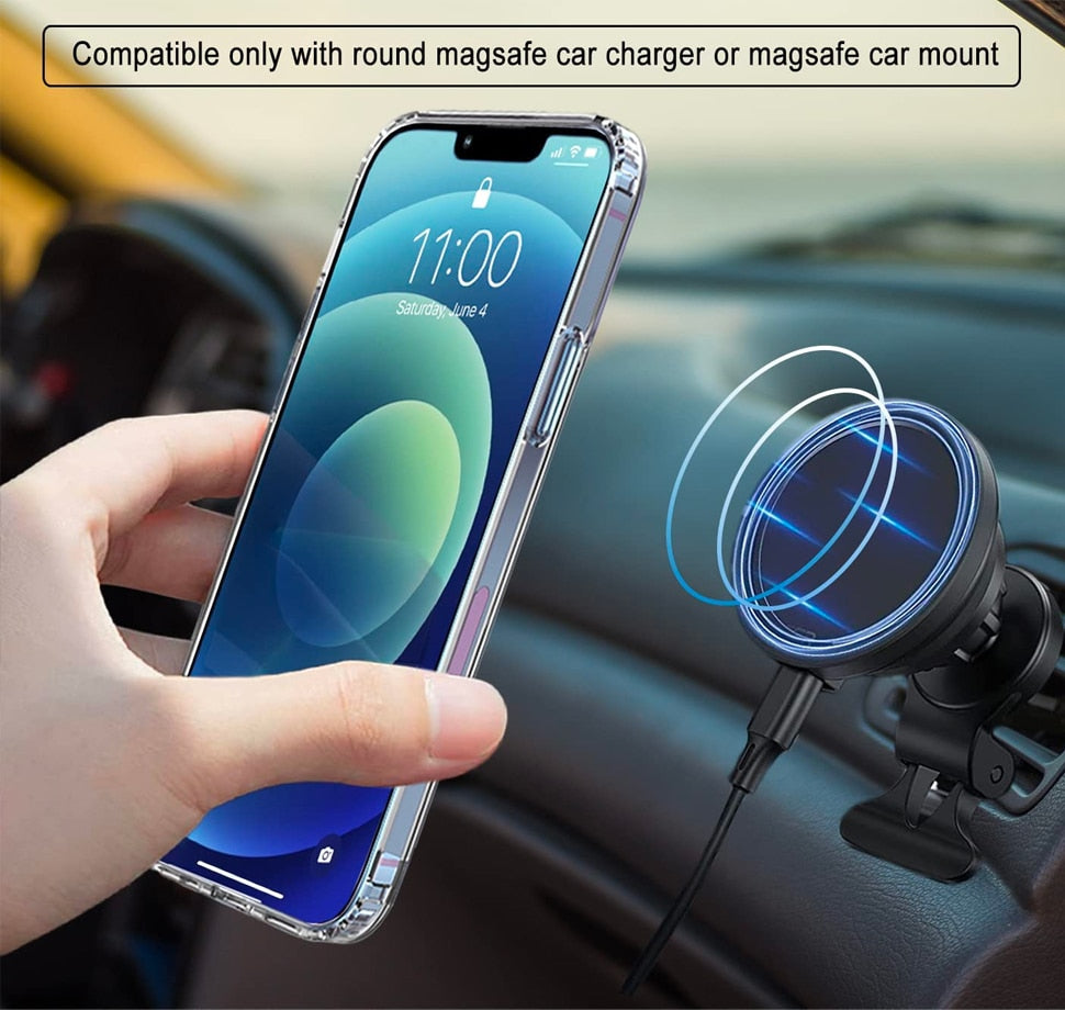 Clear Magnetic Phone Case for iPhone  14 Pro Max 13 12 11 Mini with Metal Kickstand for MagSafe Wireless Charging Back Cover