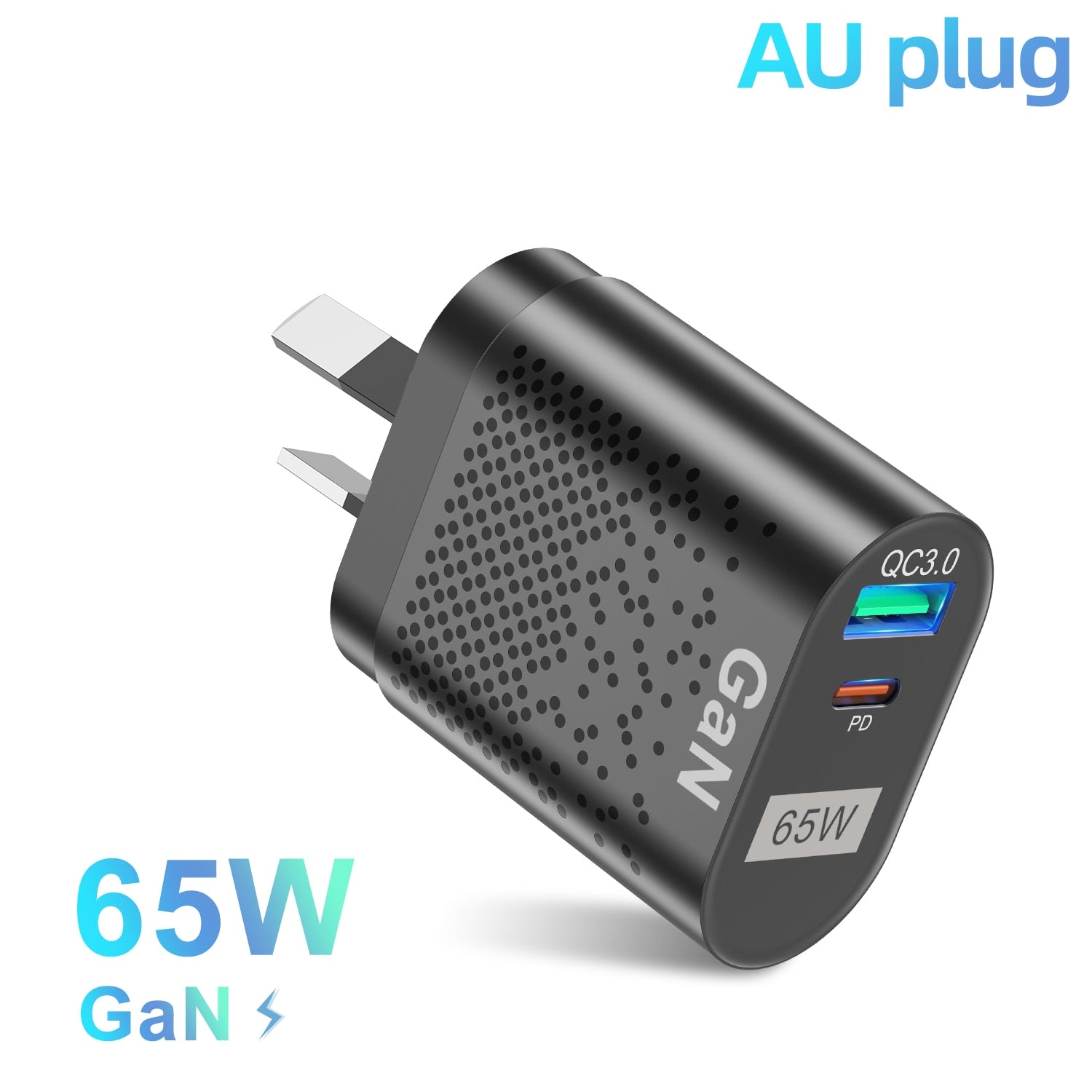 65W Gan Charger for Australia New Zealand AU Plug PD 33W Fast Charger QC 3.0 USB Adapter for iPhone 14 13 Pro Max Samsung S22