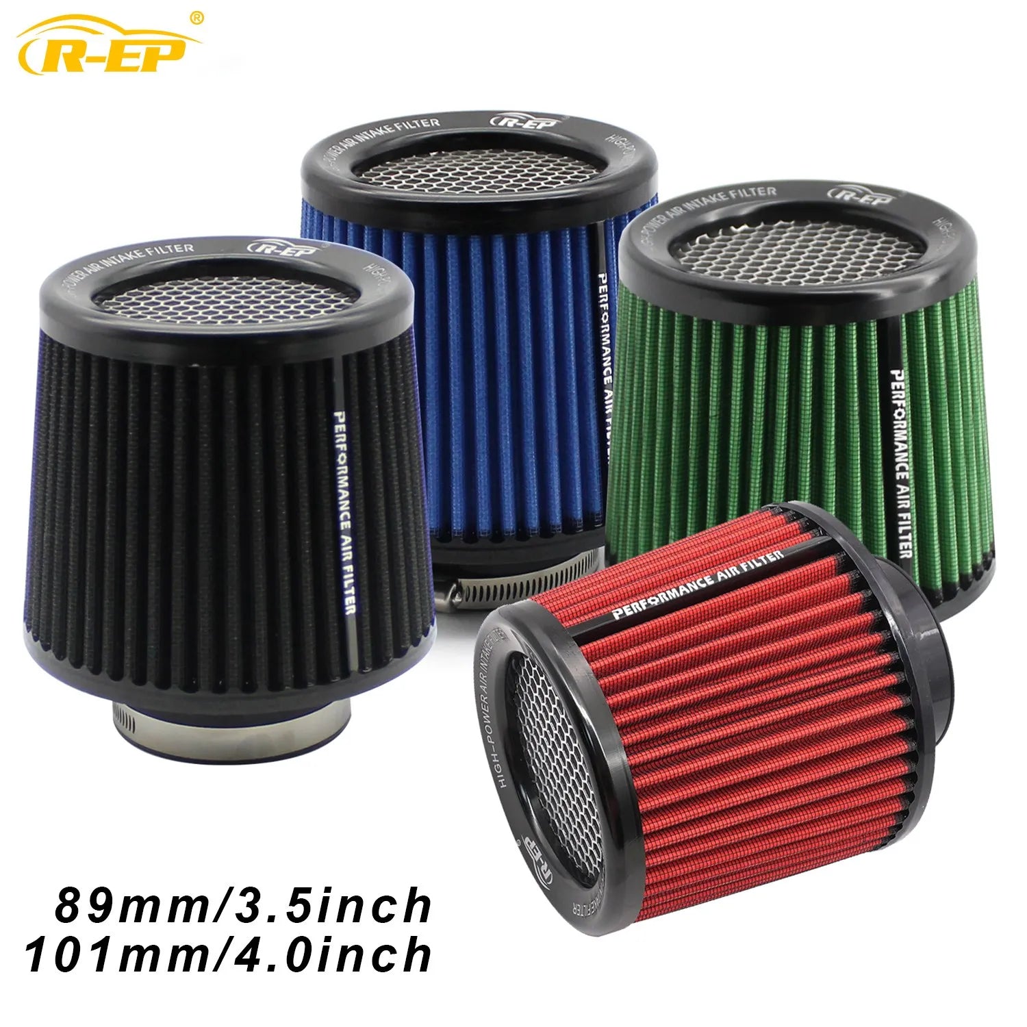 89mm 101MM High Flow Cold Cone Air Intake Filter 3.5inch 4inch Universal for Racing Sport Car Engine Air Intake Pipes Washable