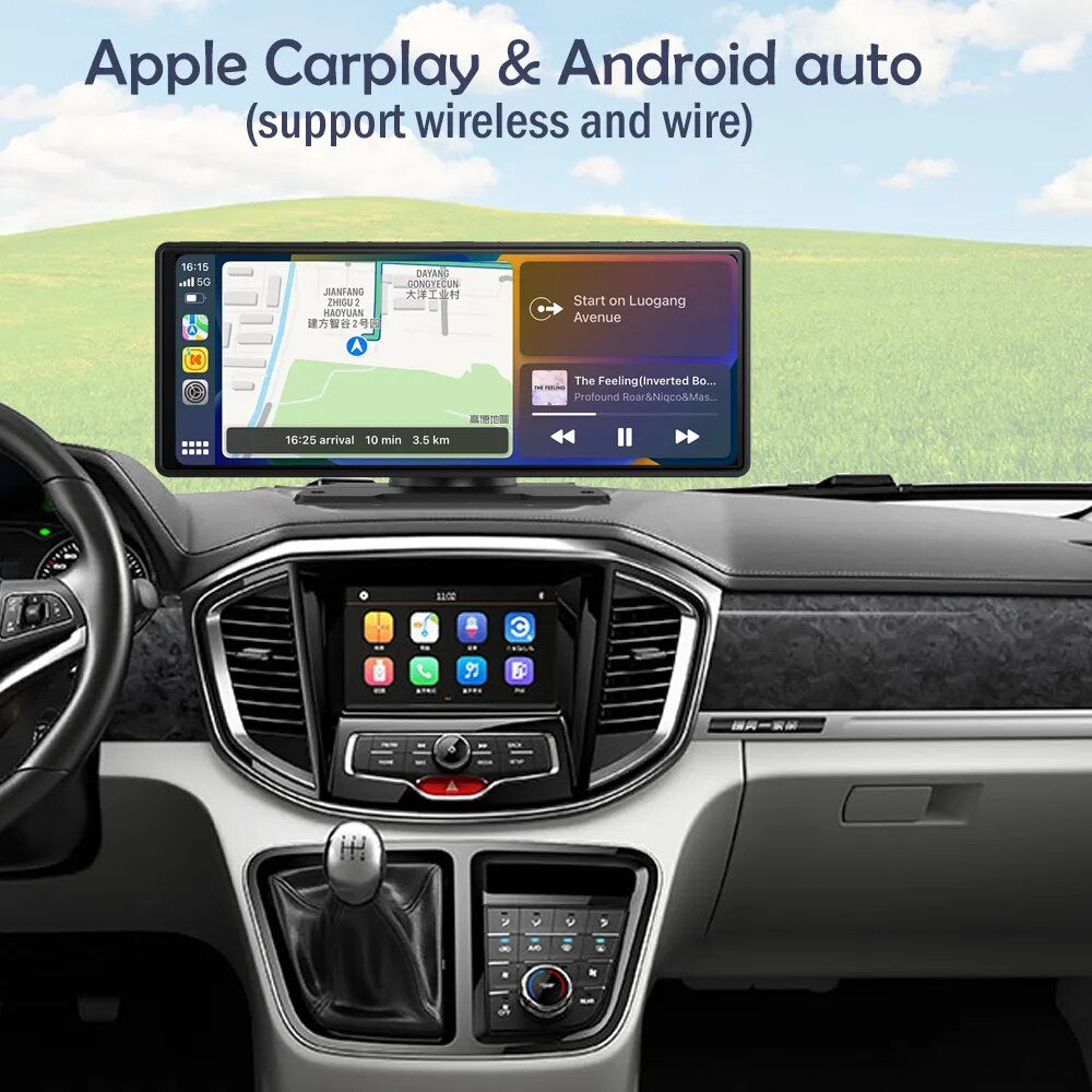 Carplay Wireless Monitor 10.26'' Android Auto Touch Display For Car Truck Camera Reversing USB DVR Input Bluetooth MP5 Player