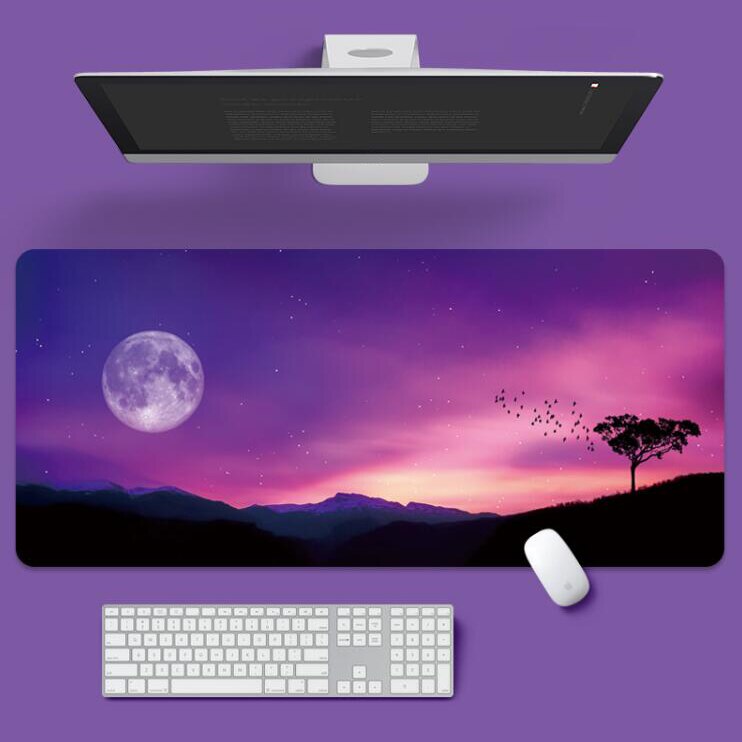 Purple Clouds Landscape Mouse Pad Large Office Desks Computer Mat Deskpad Non-Slip Rubber Bottom Keyboard Mat Office Desktop Pad