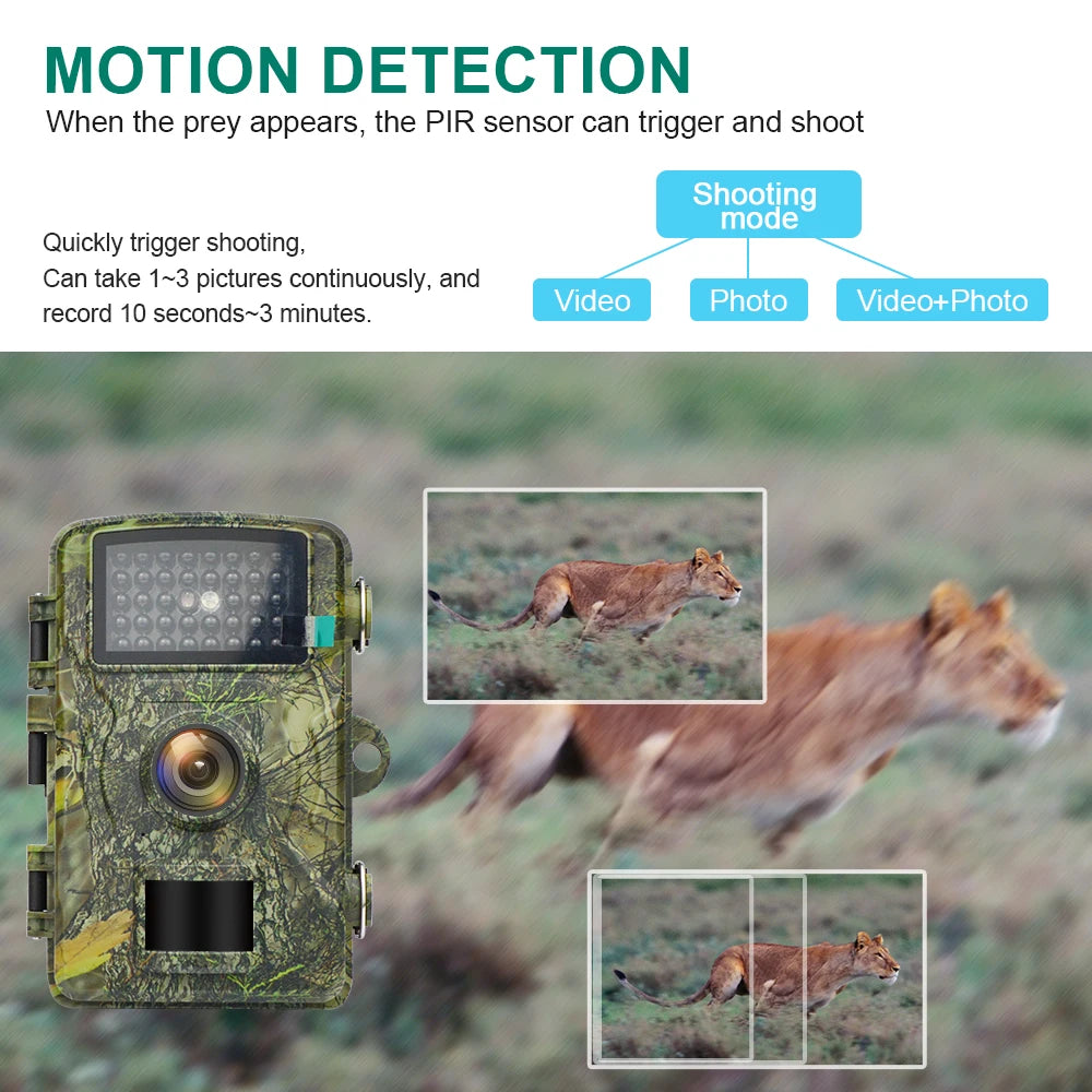 Trail Camera 16MP 1080P Wildlife Scouting Camera with 12M Night Vision Motion Sensor IP66 Waterproof Monitoring Tracking