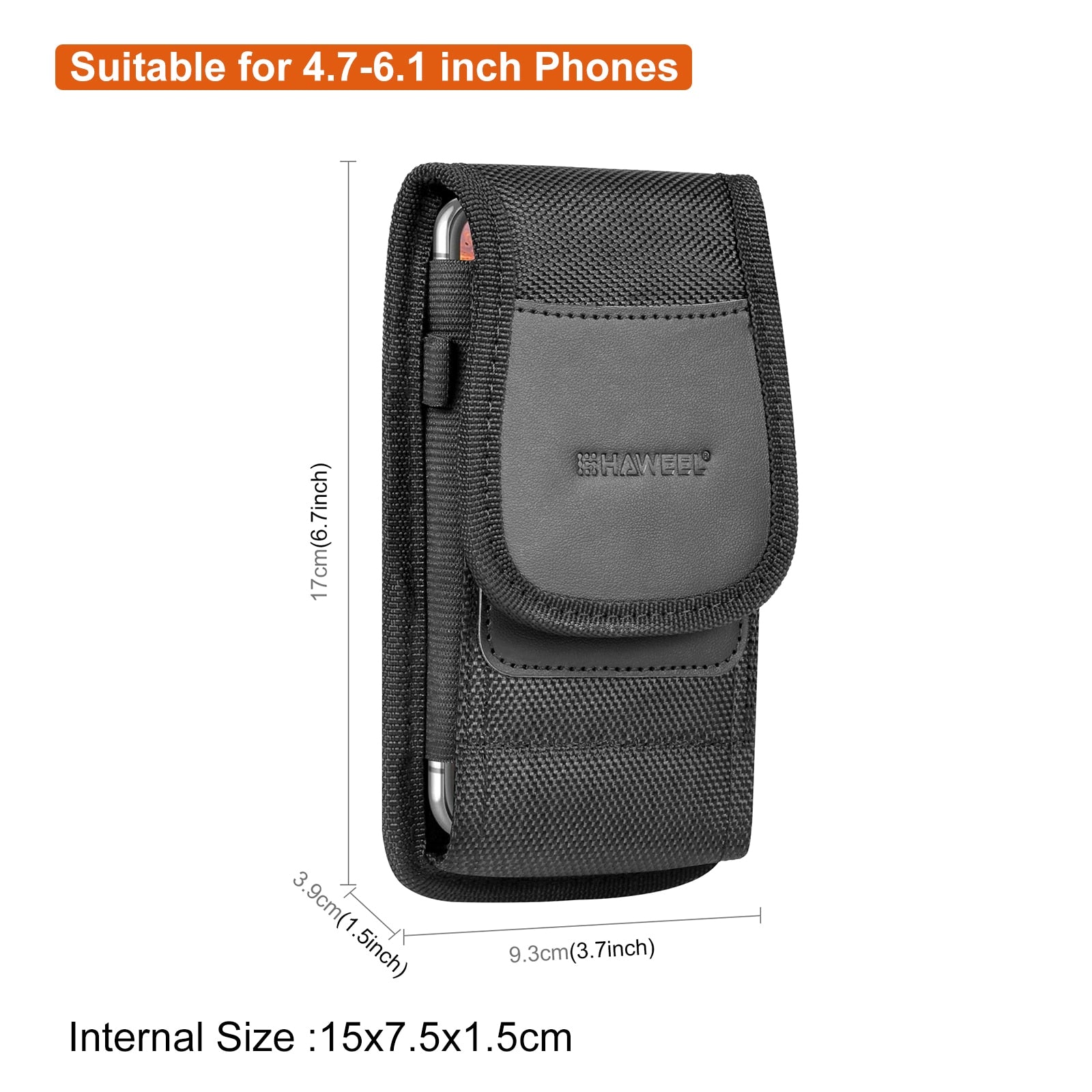 HAWEEL 4.7-6.8inch Phone Nylon Pouch Cell Phone Belt Clip Carrying Holster Case Waist Bag For iPhone,Samsung Galaxy S23 Ultra 5G