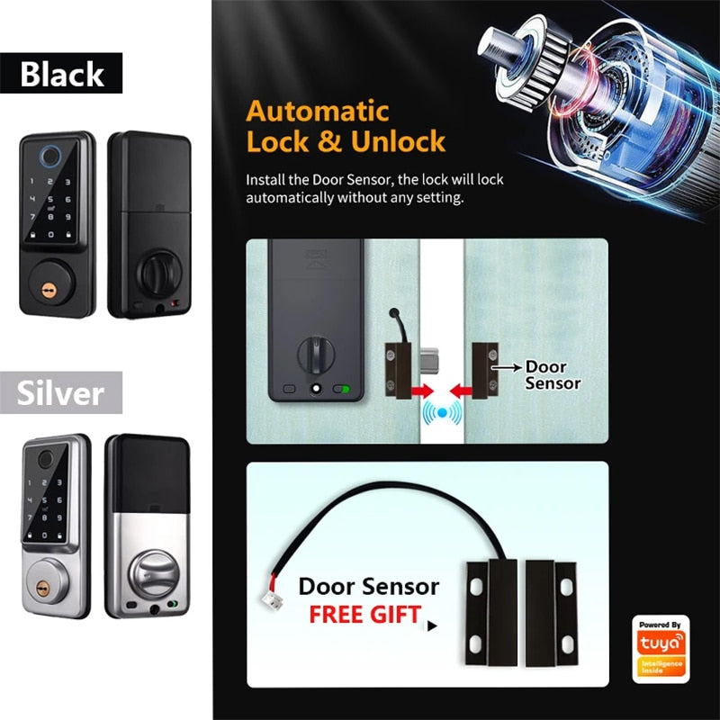 Smart Deadbolt Locks for Home  Alexa Wifi Bluetooth TTlock App Biometric Fingerprint Keyless Digital Keypad Entry Door Lock