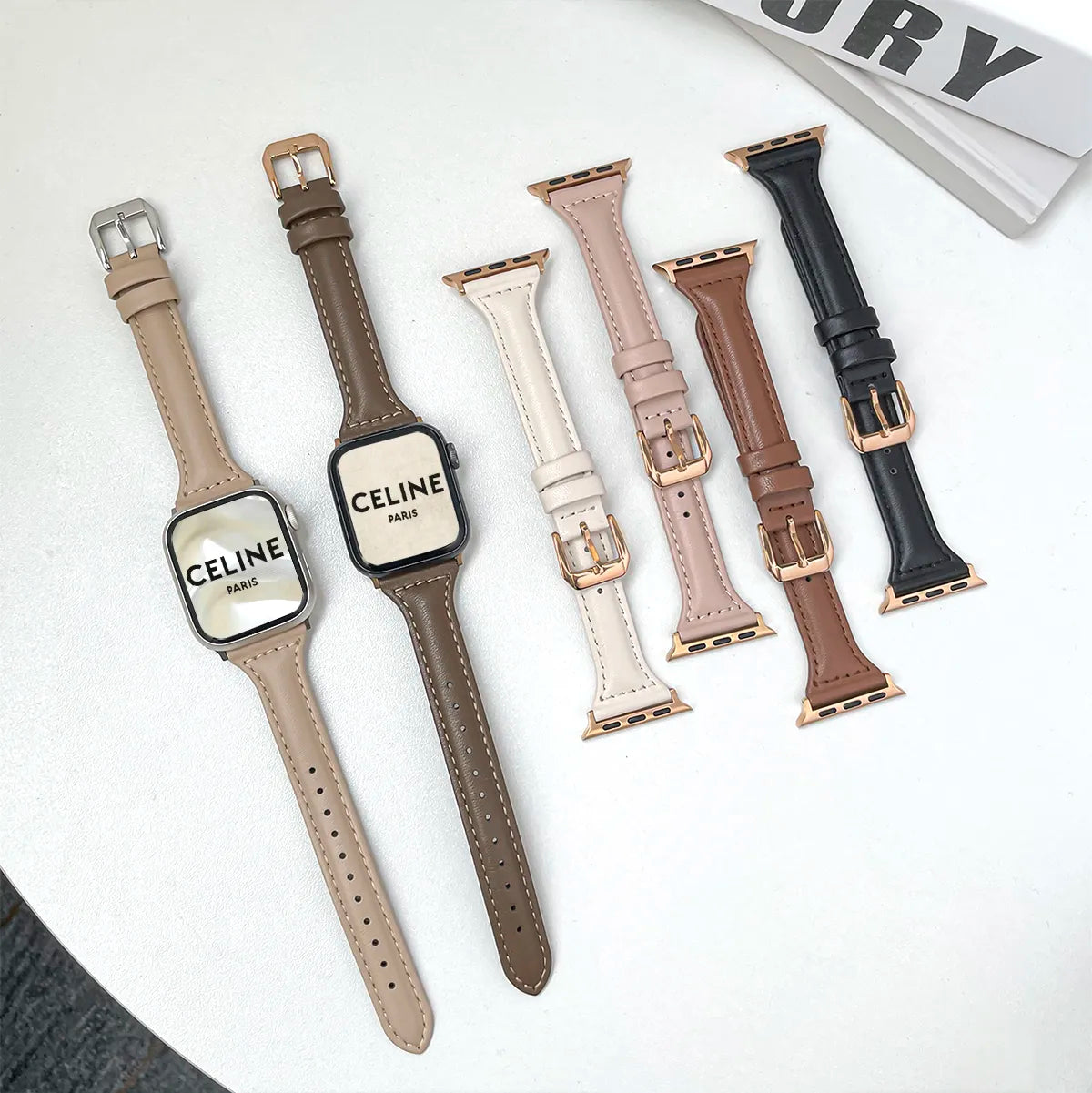 Slim Genuine Leather Girl Watch Strap For Apple Watch 9 8 41mm 45mm Band 38 42mm For iwatch Bracelet SE 40mm 44mm 7 6 5 4 3 49mm