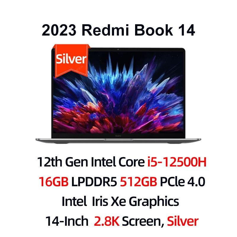 Xiaomi Laptop Redmi Book 14 2023 Intel i5-12500H/i7-12700H 16G RAM 512GB/1T SSD 14 Inch 2.8K 120Hz Screen New Silver Notebook PC