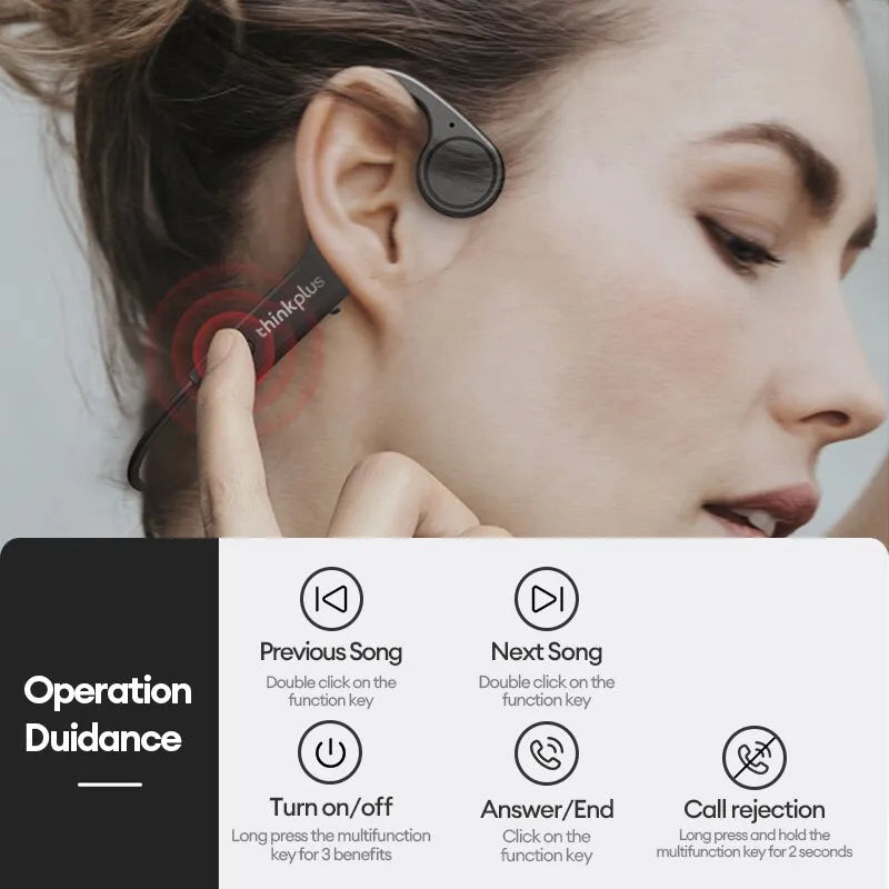 Lenovo X4 Bone Conduction Bluetooth Headphone Sports Earphone Waterproof Wireless Headset with Mic Ear Hook TWS Bass Hifi Stereo