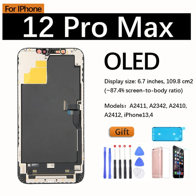 OLED Display For iPhone X XR XS 11 12 11 pro Max TFT Screen Replacement For iphone xs max 11 pro LCD Display,3D Touch True Tone