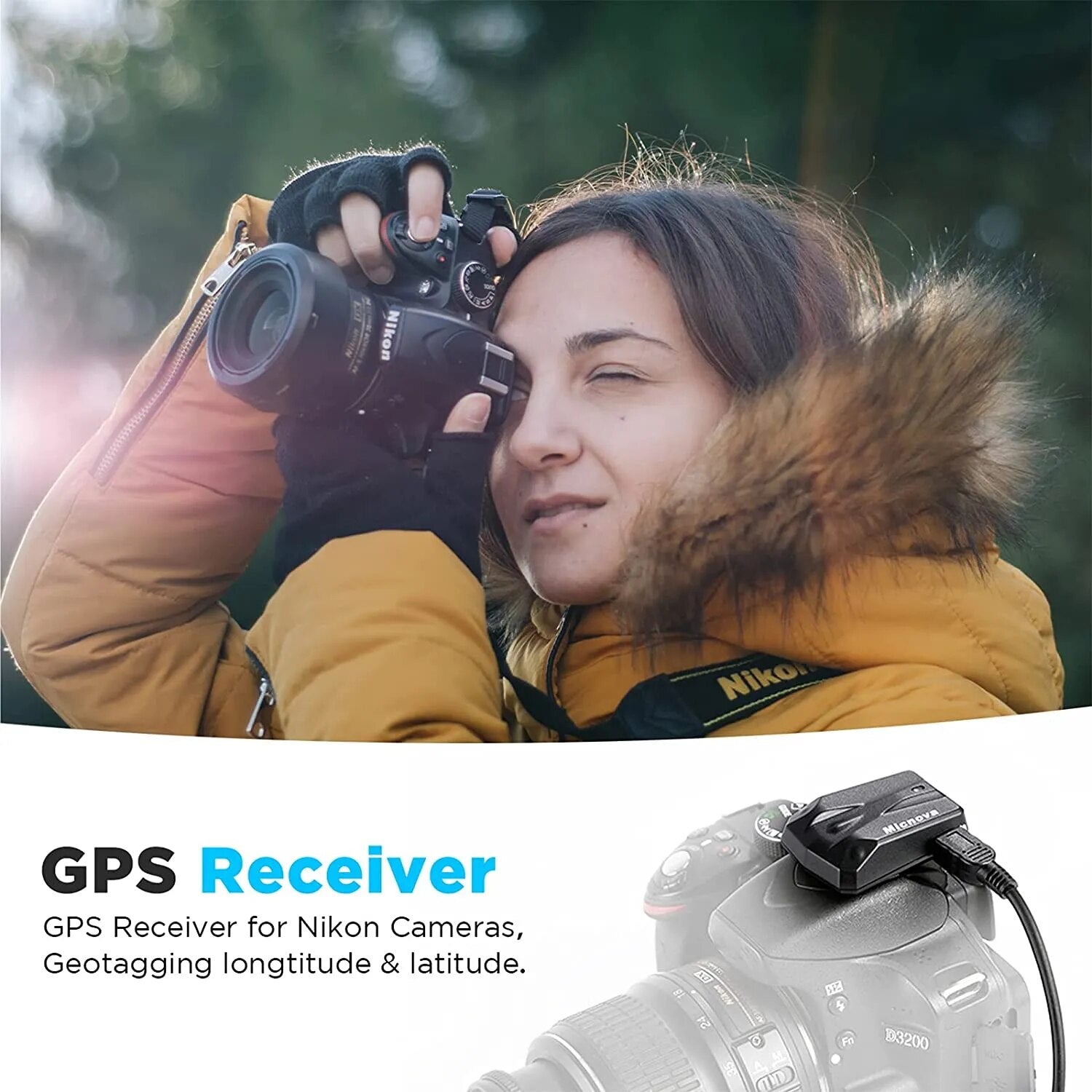Micnova GPS-N3  Cable for Camera GPS for Nikon D3100 D3200 D5000 D5100 D7000 D90 D600 D7100 COOLPIX P7700