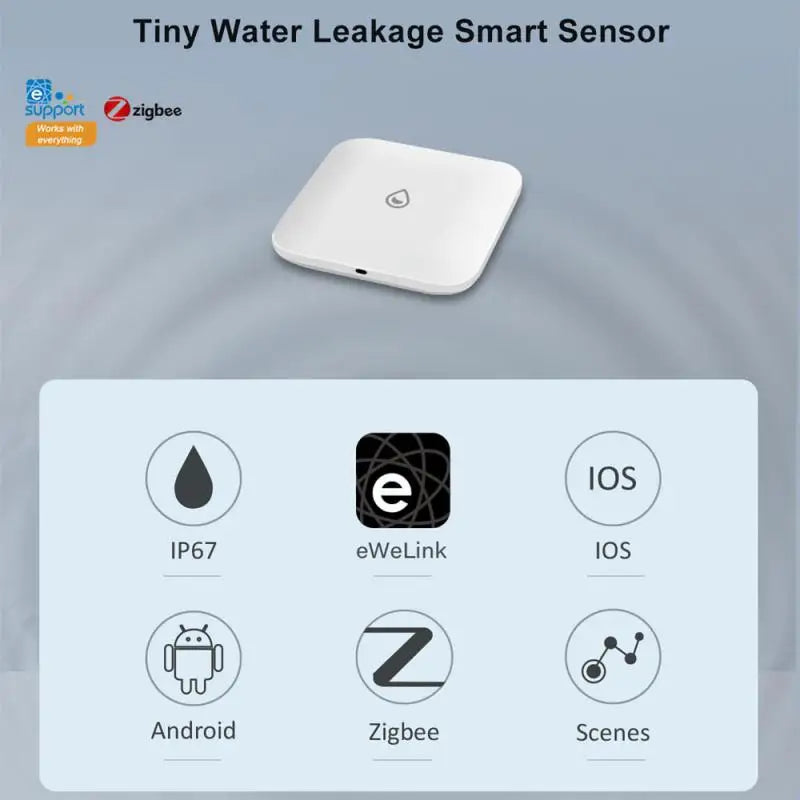 EWelink ZigBee Linkage Water Leakage Sensor Immersion Security Alarm Leak Detector Overflow Alert Waterproof Smart Home Detector